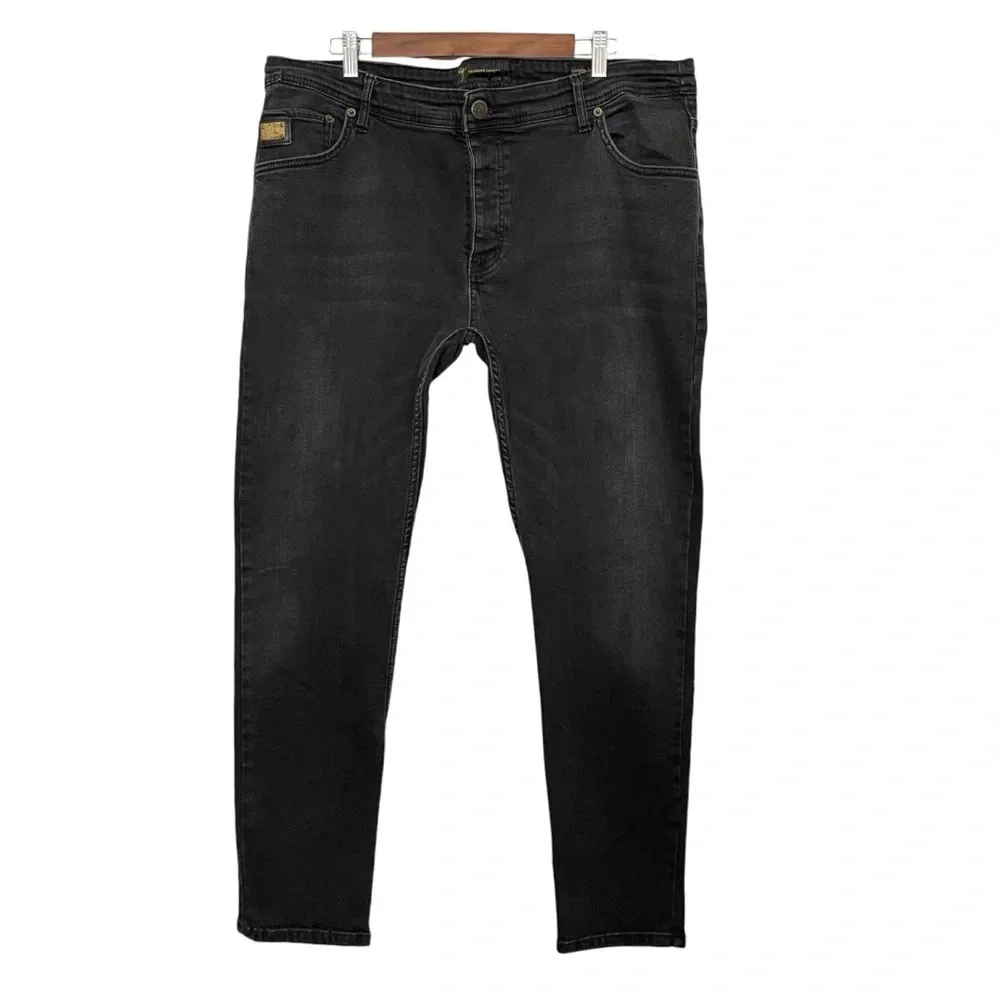 Giuseppe Zanotti Slim Fit Jeans Men 46 Black G39FTP Faded Denim Turkey Gold Logo